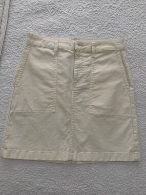 J. Crew Cream Mini A-Line Skirt with Patch Pockets